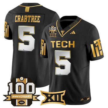 Personalized TTU 2026 Gold Vapor Limited Jersey - 100th Anniversary Patch - Black Limited / Michael Crabtree Stitched