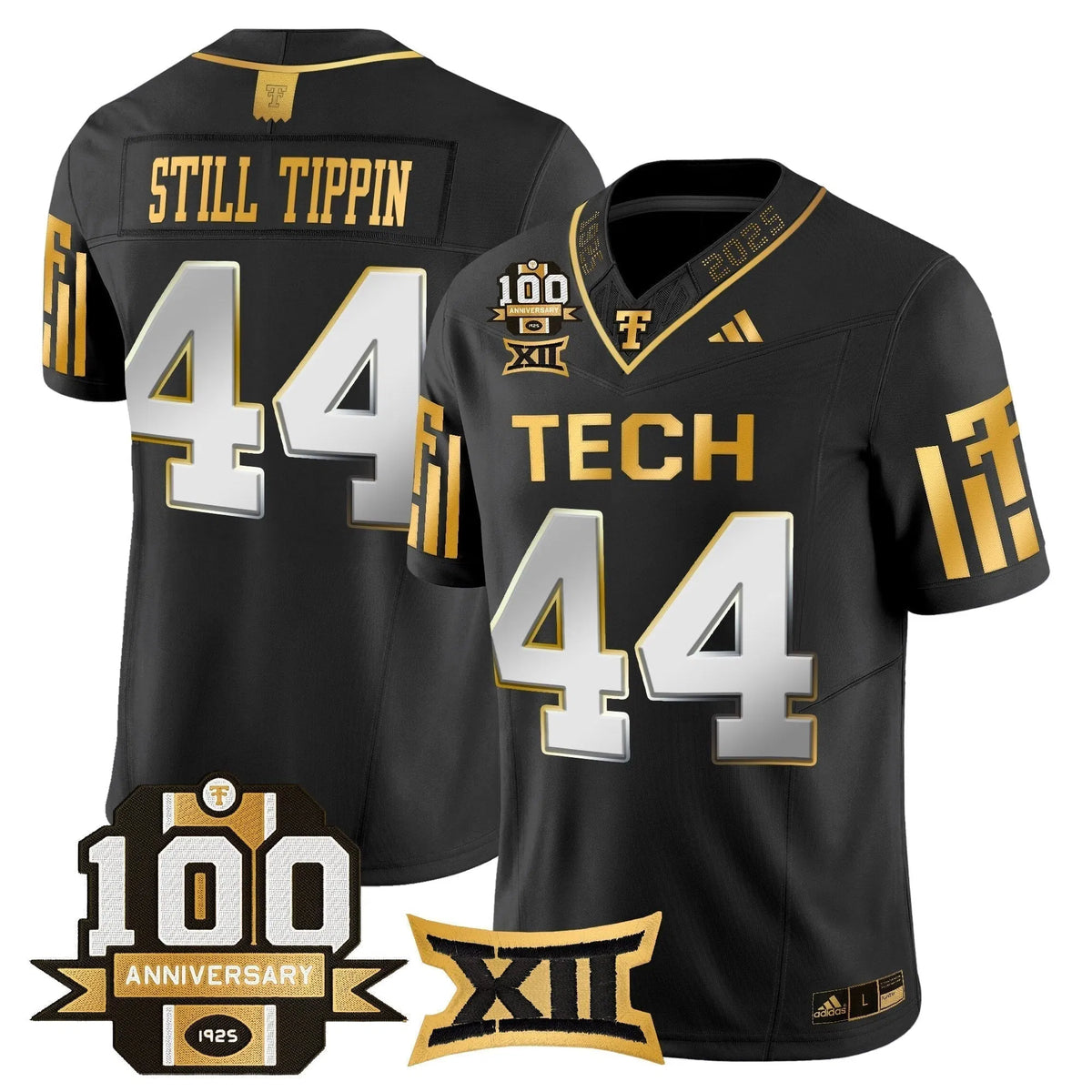 Personalized TTU 2026 Gold Vapor Limited Jersey - 100th Anniversary Patch - Black Limited / Still Tippin Stitched