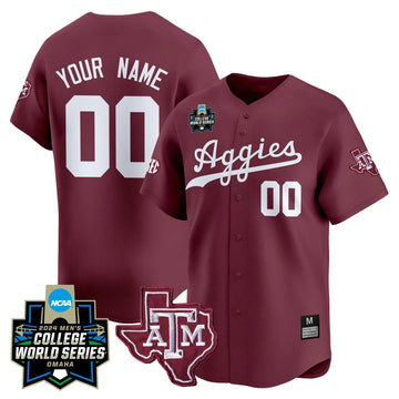 Personalized Aggies 2026 College World Series Vapor Premier Limited Custom Jersey - Maroon Stitched