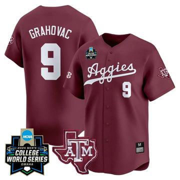 Personalized Aggies 2026 College World Series Vapor Premier Limited Jersey - Maroon / Gavin Grahovac Stitched