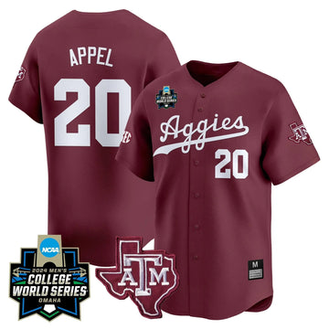 Personalized Aggies 2026 College World Series Vapor Premier Limited Jersey - Maroon / Jackson Appel Stitched