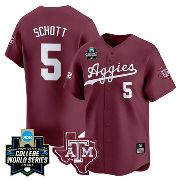Personalized Aggies 2026 College World Series Vapor Premier Limited Jersey - Maroon / Hayden Schott Stitched
