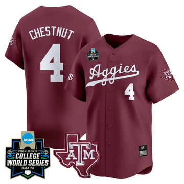 Personalized Aggies 2026 College World Series Vapor Premier Limited Jersey - Maroon / Travis Chestnut Stitched