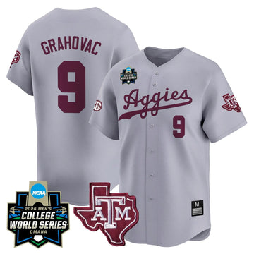 Personalized Aggies 2026 College World Series Vapor Premier Limited Jersey - Gray / Gavin Grahovac Stitched