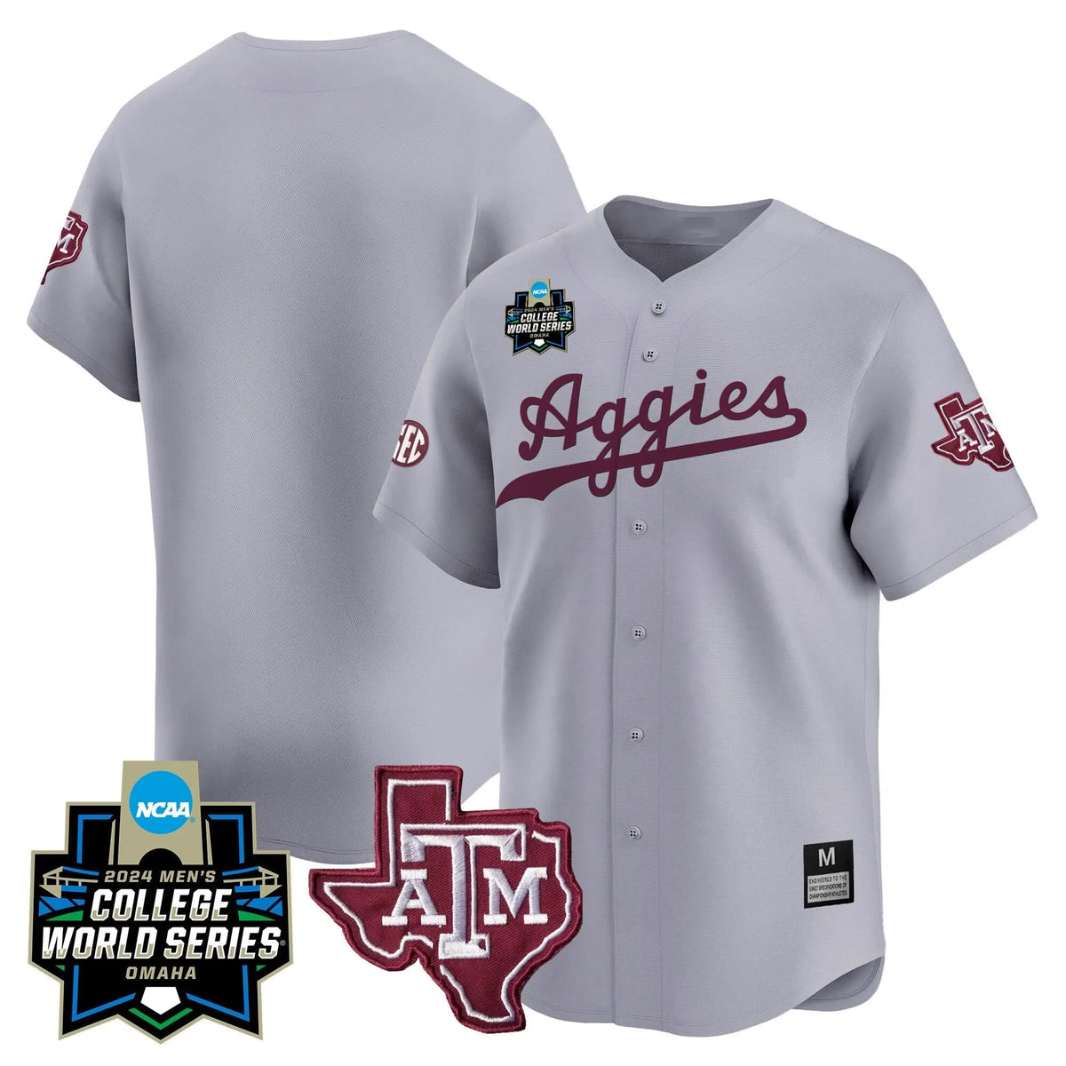 Personalized Aggies 2026 College World Series Vapor Premier Limited Jersey - Gray / Team Stitched