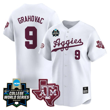 Personalized Aggies 2026 College World Series Vapor Premier Limited Jersey - White / Gavin Grahovac Stitched