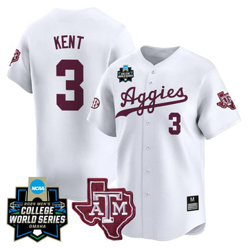 Personalized Aggies 2026 College World Series Vapor Premier Limited Jersey - White / Kaeden Kent Stitched