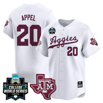 Personalized Aggies 2026 College World Series Vapor Premier Limited Jersey - White / Jackson Appel Stitched