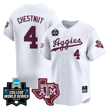 Personalized Aggies 2026 College World Series Vapor Premier Limited Jersey - White / Travis Chestnut Stitched