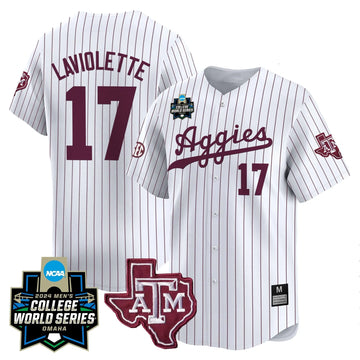 Personalized Aggies 2026 College World Series Vapor Premier Limited Jersey - White Pinstripe / Jace Laviolette Stitched
