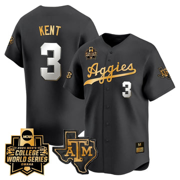 Personalized Aggies 2026 College World Series Vapor Premier Limited Jersey - Black Gold / Kaeden Kent Stitched