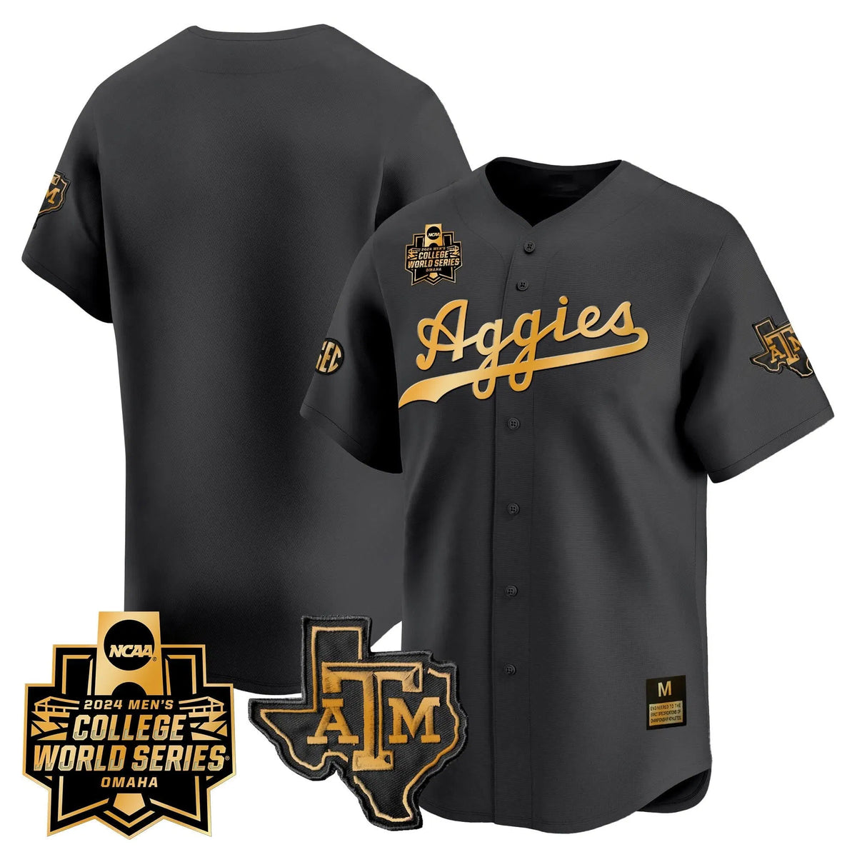 Personalized Aggies 2026 College World Series Vapor Premier Limited Jersey - Black Gold / Team Stitched