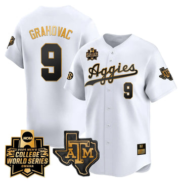 Personalized Aggies 2026 College World Series Vapor Premier Limited Jersey - White Gold / Gavin Grahovac Stitched