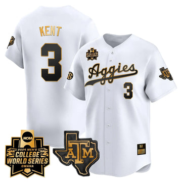 Personalized Aggies 2026 College World Series Vapor Premier Limited Jersey - White Gold / Kaeden Kent Stitched