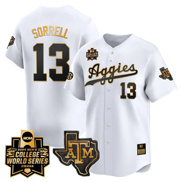 Personalized Aggies 2026 College World Series Vapor Premier Limited Jersey - White Gold / Caden Sorrell Stitched
