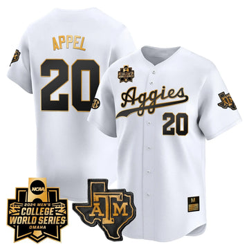 Personalized Aggies 2026 College World Series Vapor Premier Limited Jersey - White Gold / Jackson Appel Stitched