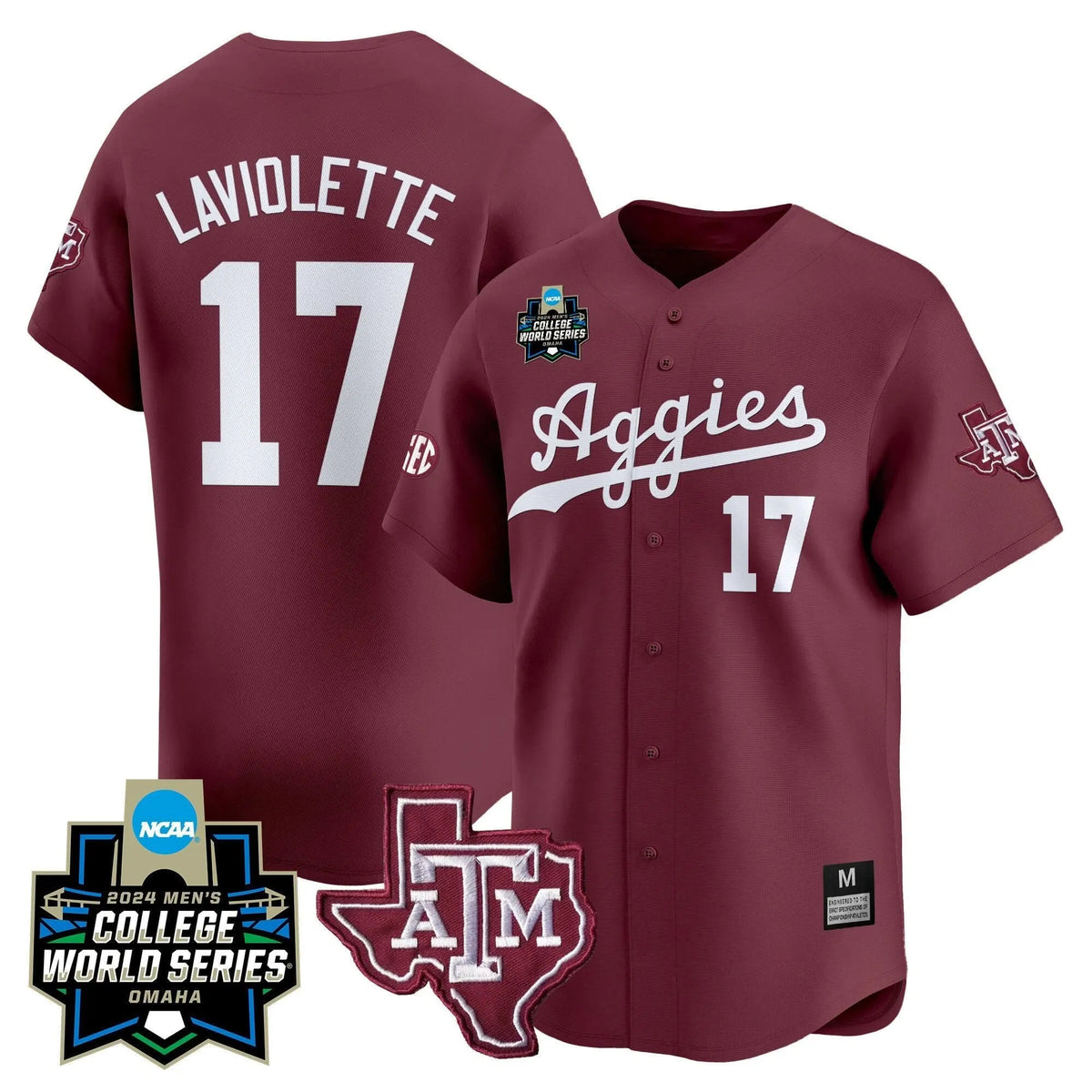 Personalized Aggies 2026 College World Series Vapor Premier Limited Jersey - Maroon / Jace Laviolette Stitched