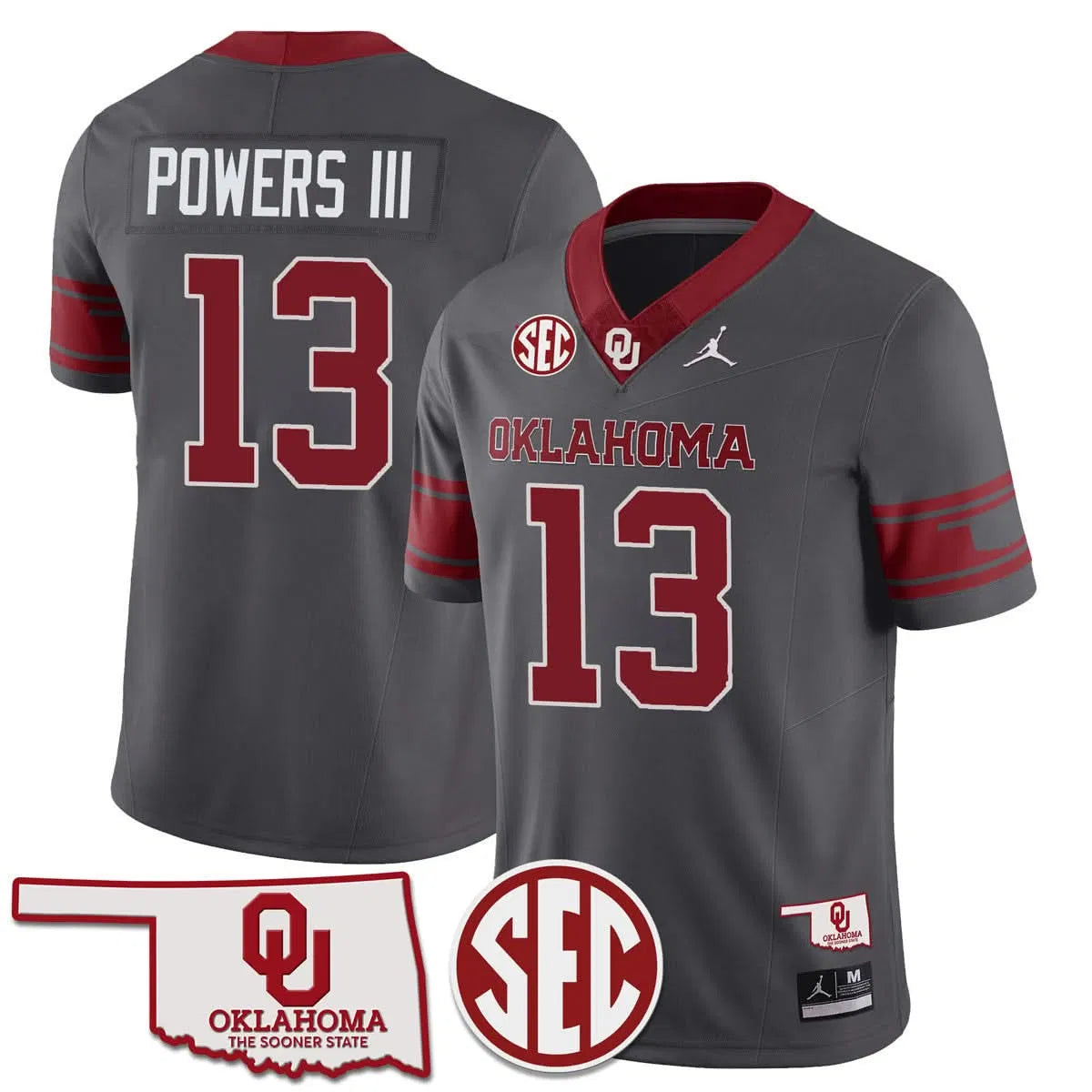 Personalized OS 2026 SEC Patch Vapor Premier Limited Jersey - Anthracite / Reggie Powers III Stitched