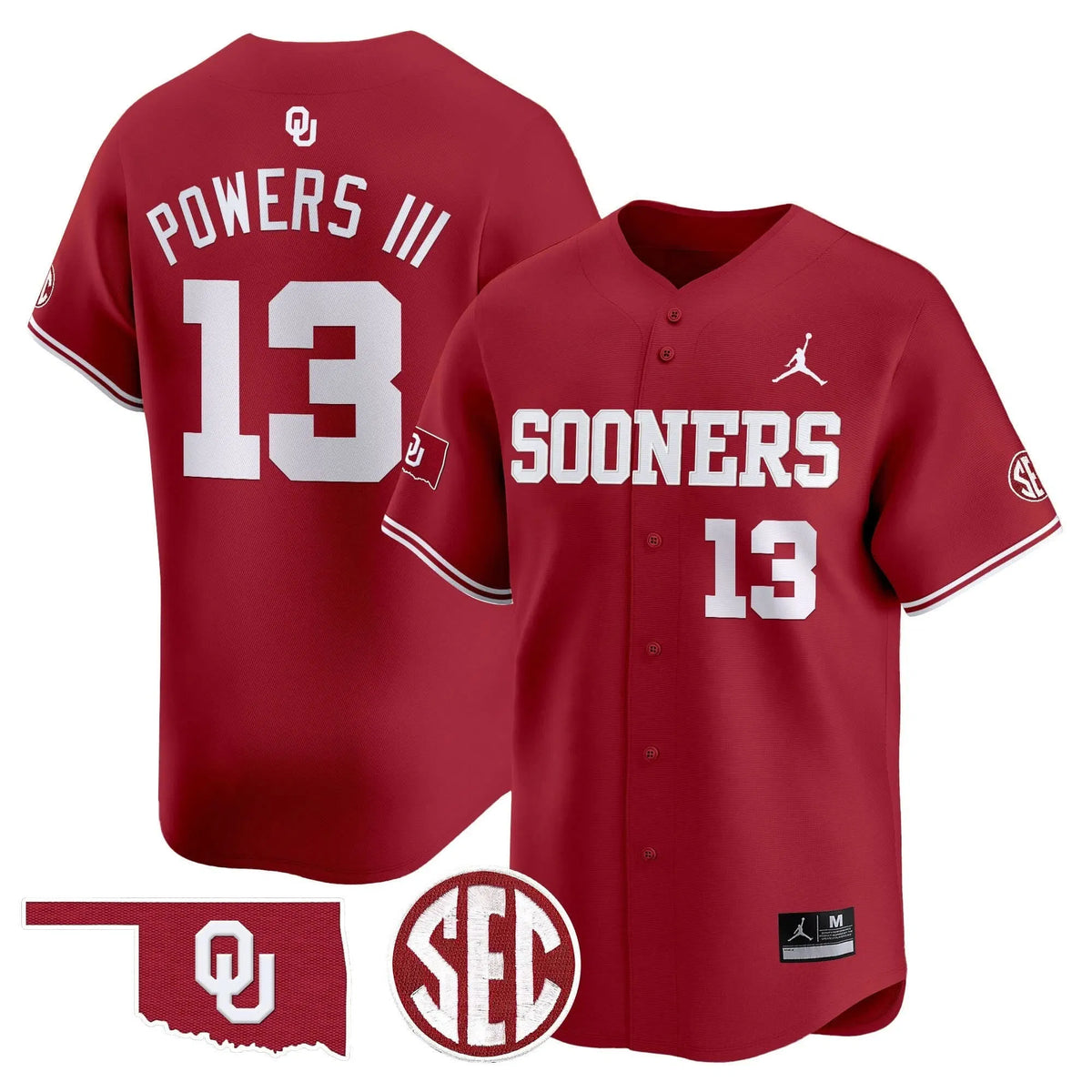 Personalized OS 2026 Vapor Premier Limited Jersey V2 - SEC Patch - Crimson / Reggie Powers III Stitched