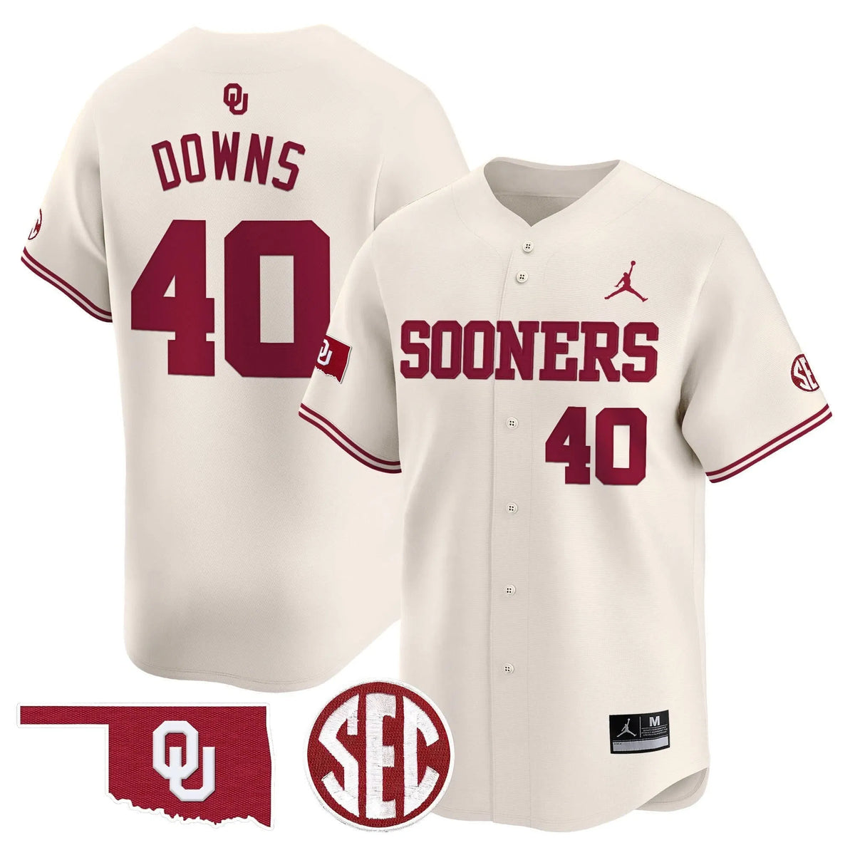 Personalized OS 2026 Vapor Premier Limited Jersey V2 - SEC Patch - Cream / Ethan Downs Stitched