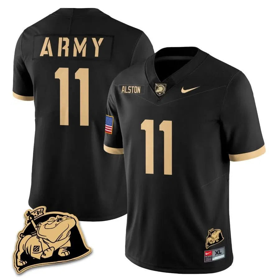 Personalized ABK Rocky The Bulldog Patch Jersey - Black / Isaiah Alston Stitched