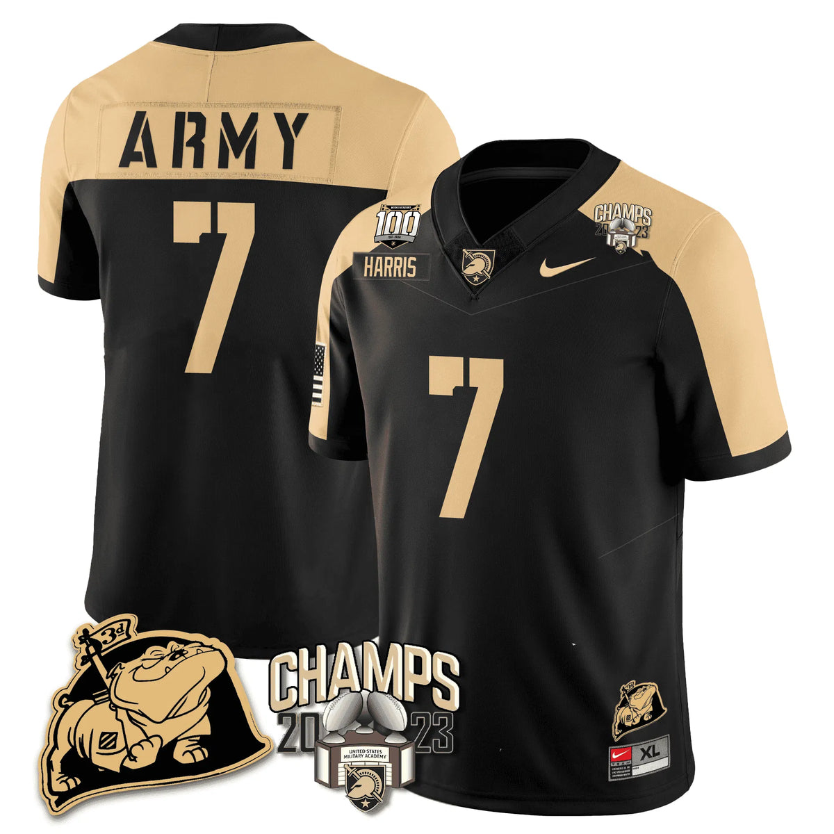 Personalized ABK 2023 CIC Trophy Champion Patch Jersey - Champ Harris / Black Alternate Stitched