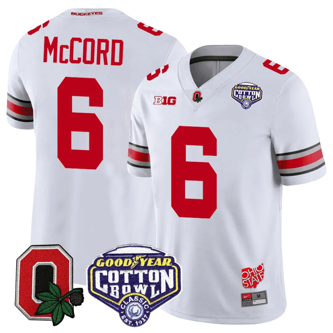 Personalized OSB Good Year Cotton Bowl Patch Jersey - White / Kyle Mccord Stitched