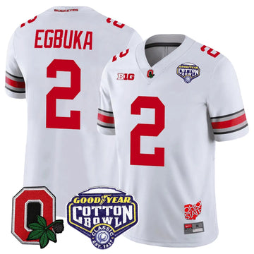 Personalized OSB Good Year Cotton Bowl Patch Jersey - White / Emeka Egbuka Stitched