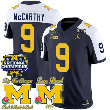 Personalized MW 2023 National Champions & Rose Bowl Patch Vapor Jersey - Alternate / J J Mccarthy Stitched