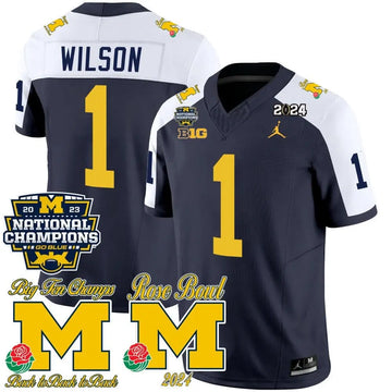 Personalized MW 2023 National Champions & Rose Bowl Patch Vapor Jersey - Alternate / Roman Wilson Stitched