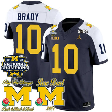 Personalized MW 2023 National Champions & Rose Bowl Patch Vapor Jersey - Alternate / Tom Brady Stitched