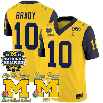 Personalized MW 2023 National Champions & Rose Bowl Patch Vapor Jersey - Navy Sleeves / Tom Brady Stitched