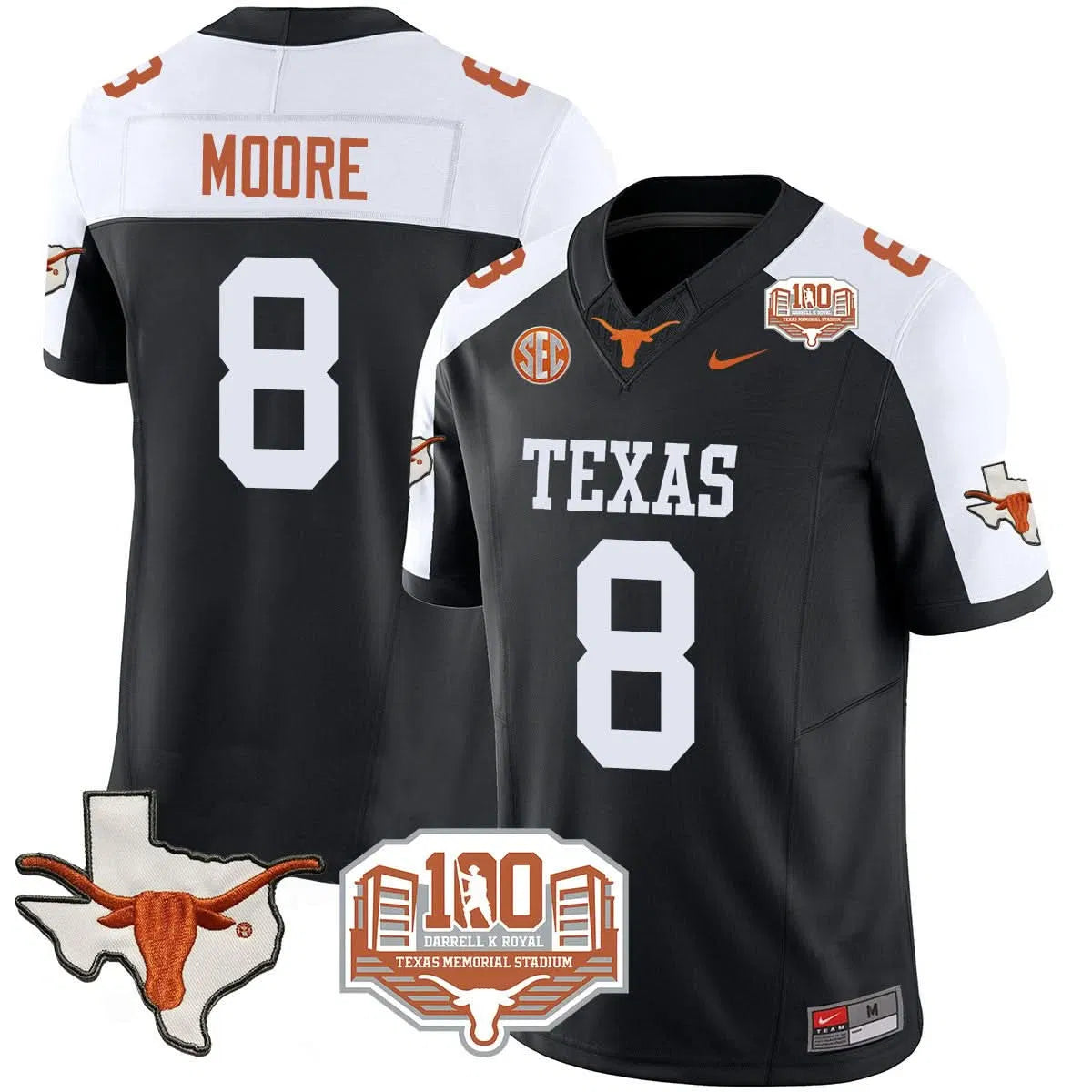 Personalized TL 2026 Vapor Limited Jersey - 100 years of Darrell K Royal - Black Alternate / Trey Moore Stitched