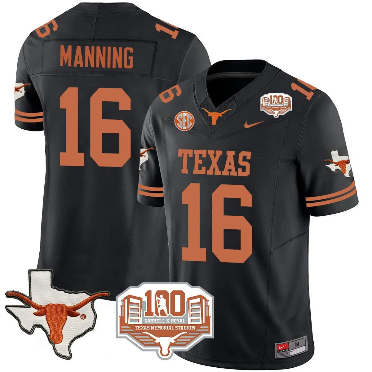 Personalized TL 2026 Vapor Limited Jersey - 100 years of Darrell K Royal - Black / Arch Manning Stitched