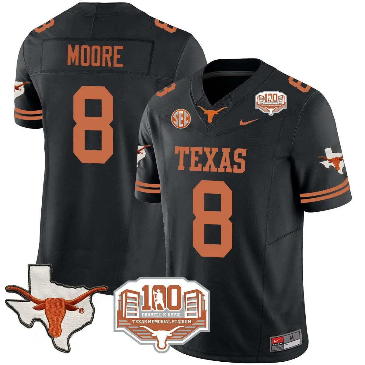 Personalized TL 2026 Vapor Limited Jersey - 100 years of Darrell K Royal - Black / Trey Moore Stitched