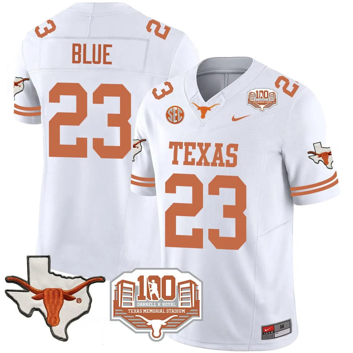 Personalized TL 2026 Vapor Limited Jersey - 100 years of Darrell K Royal - White / Jaydon Blue Stitched