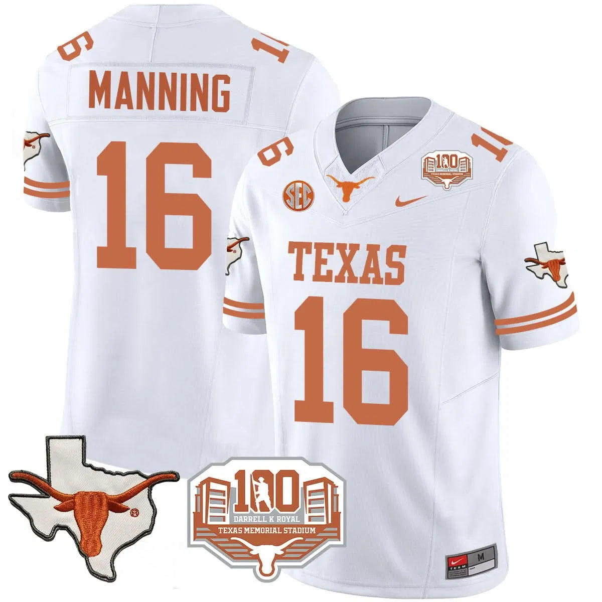 Personalized TL 2026 Vapor Limited Jersey - 100 years of Darrell K Royal - White / Arch Manning Stitched