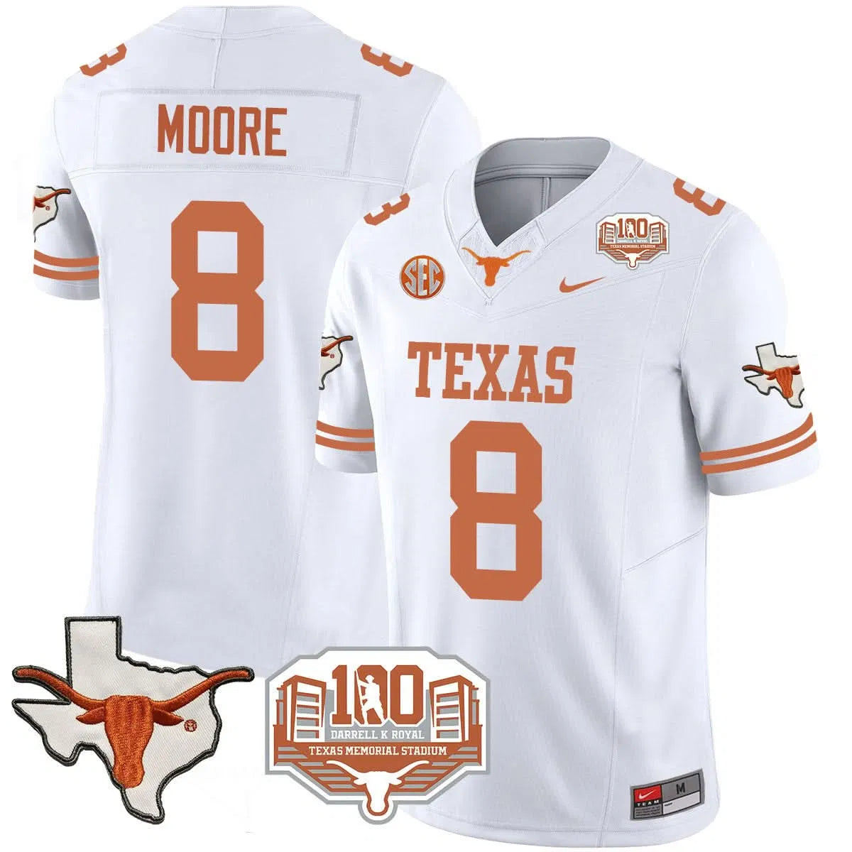 Personalized TL 2026 Vapor Limited Jersey - 100 years of Darrell K Royal - White / Trey Moore Stitched
