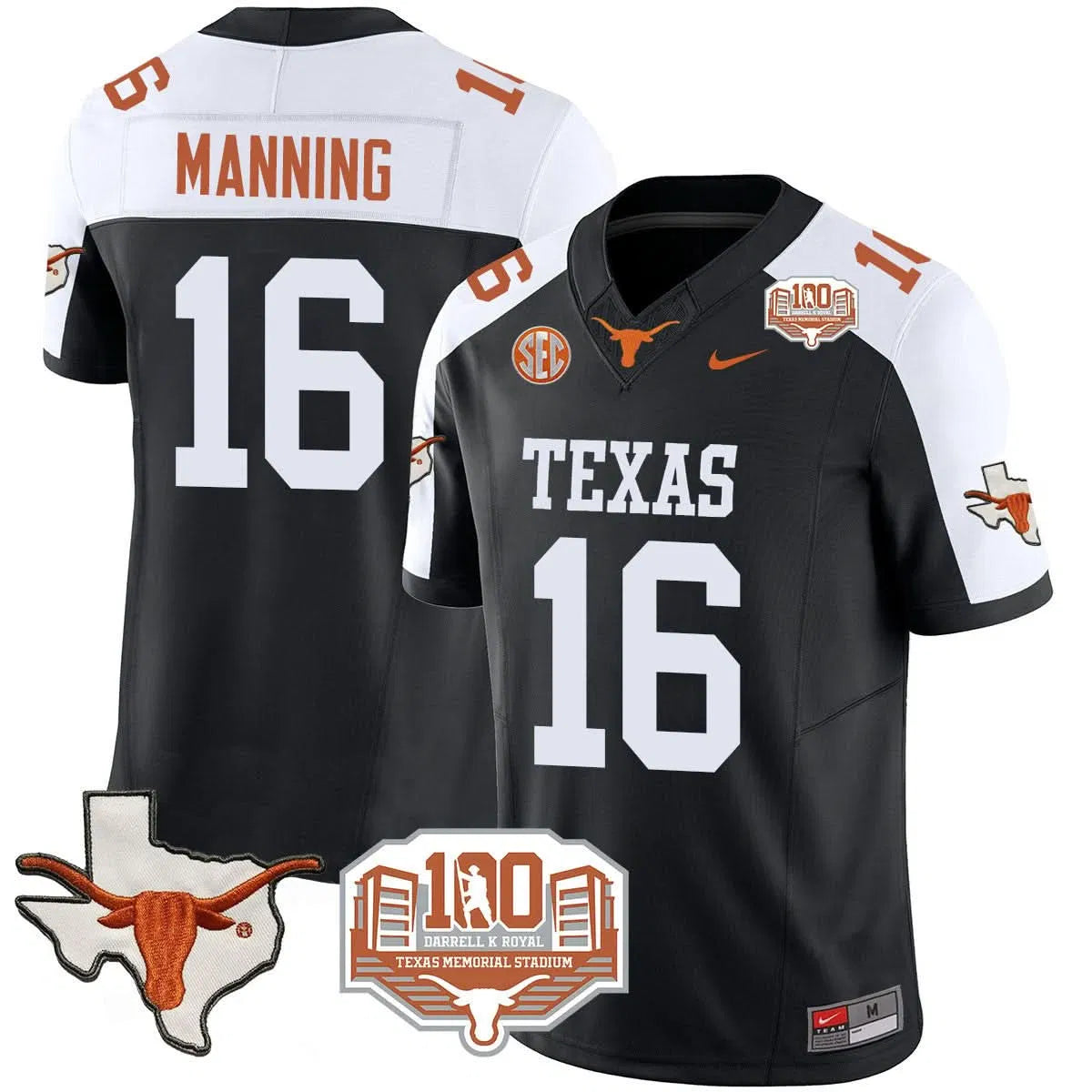 Personalized TL 2026 Vapor Limited Jersey - 100 years of Darrell K Royal - Black Alternate / Arch Manning Stitched