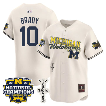 Personalized MW Cactus Jack Champions Baseball Jersey - Stitched - Cream / Tom Brady Stitched