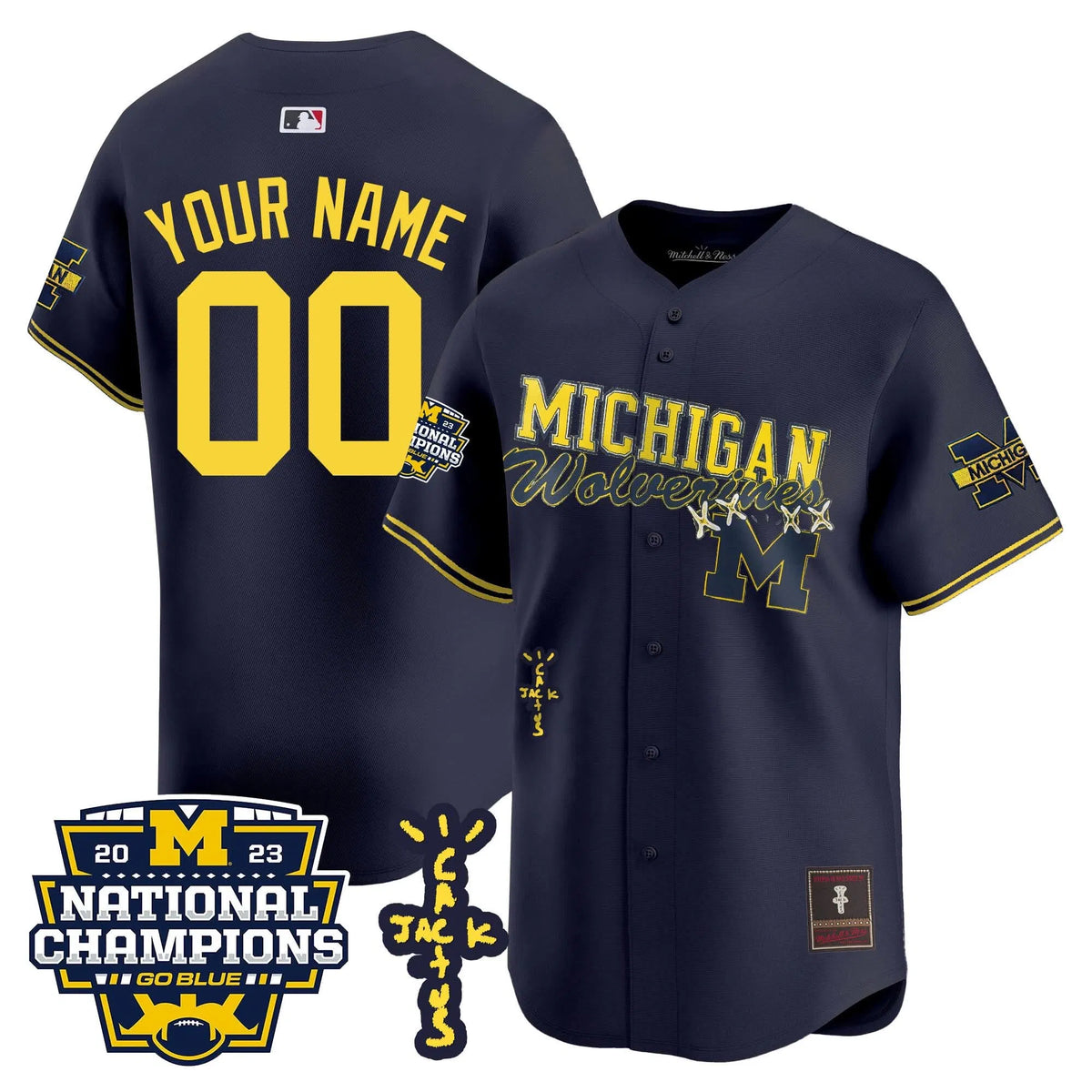 Personalized MW Cactus Jack Champions Baseball Custom Jersey - Stitched - Navy Stitched