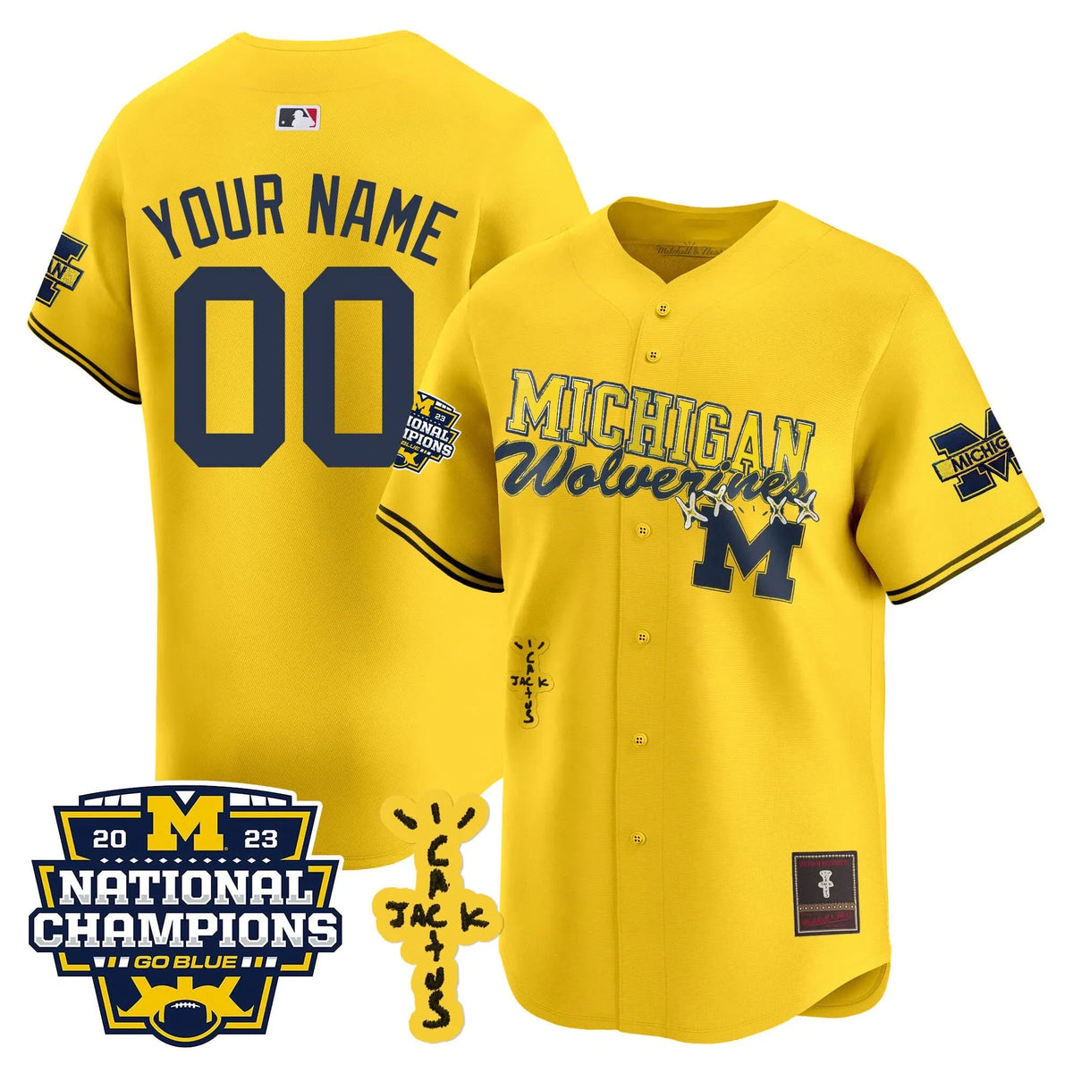 Personalized MW Cactus Jack Champions Baseball Custom Jersey - Stitched - Maize Stitched