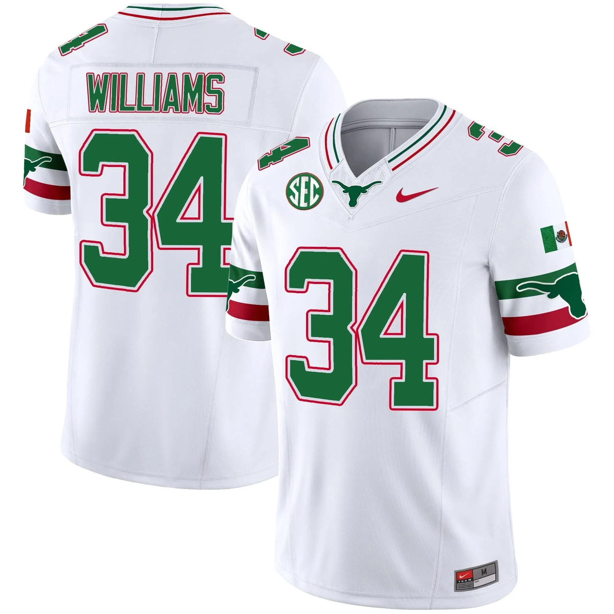 Personalized TL Mexico SEC Patch Vapor Jersey - White / Ricky Williams Stitched
