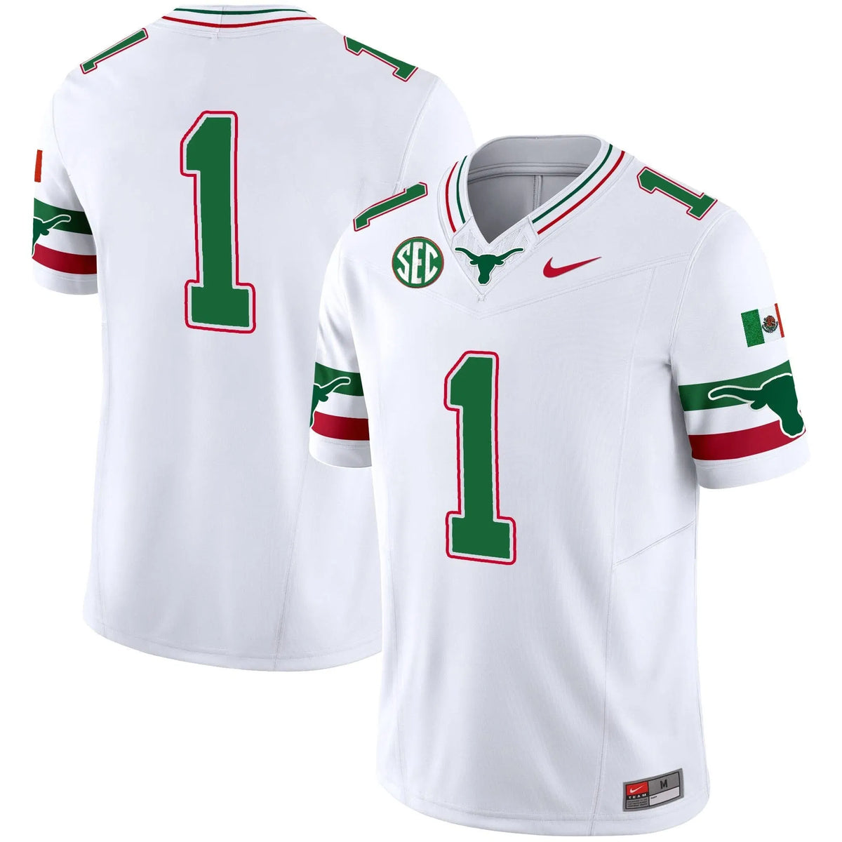 Personalized TL Mexico SEC Patch Vapor Jersey - White / Team Stitched