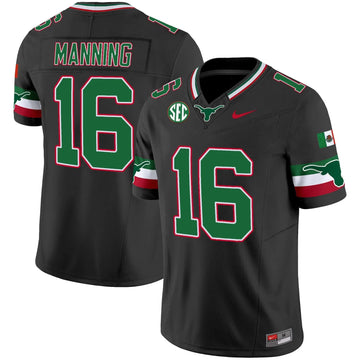 Personalized TL Mexico SEC Patch Vapor Jersey - Black / Arch Manning Stitched