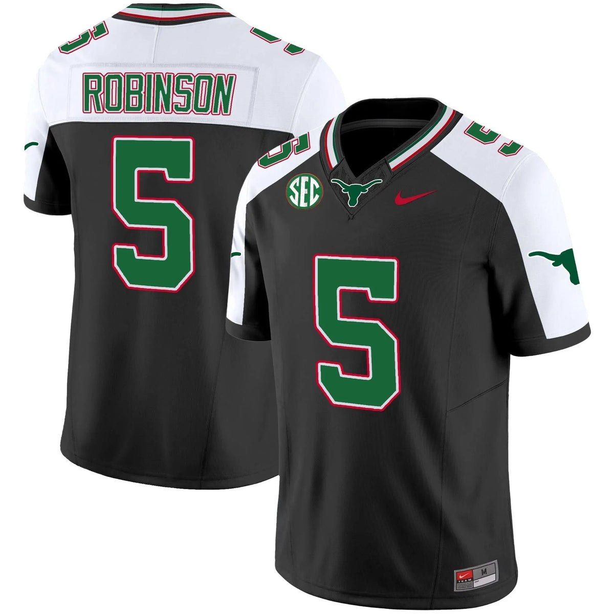 Personalized TL Mexico SEC Patch Vapor Jersey - Black Alternate / Bijan Robinson Stitched