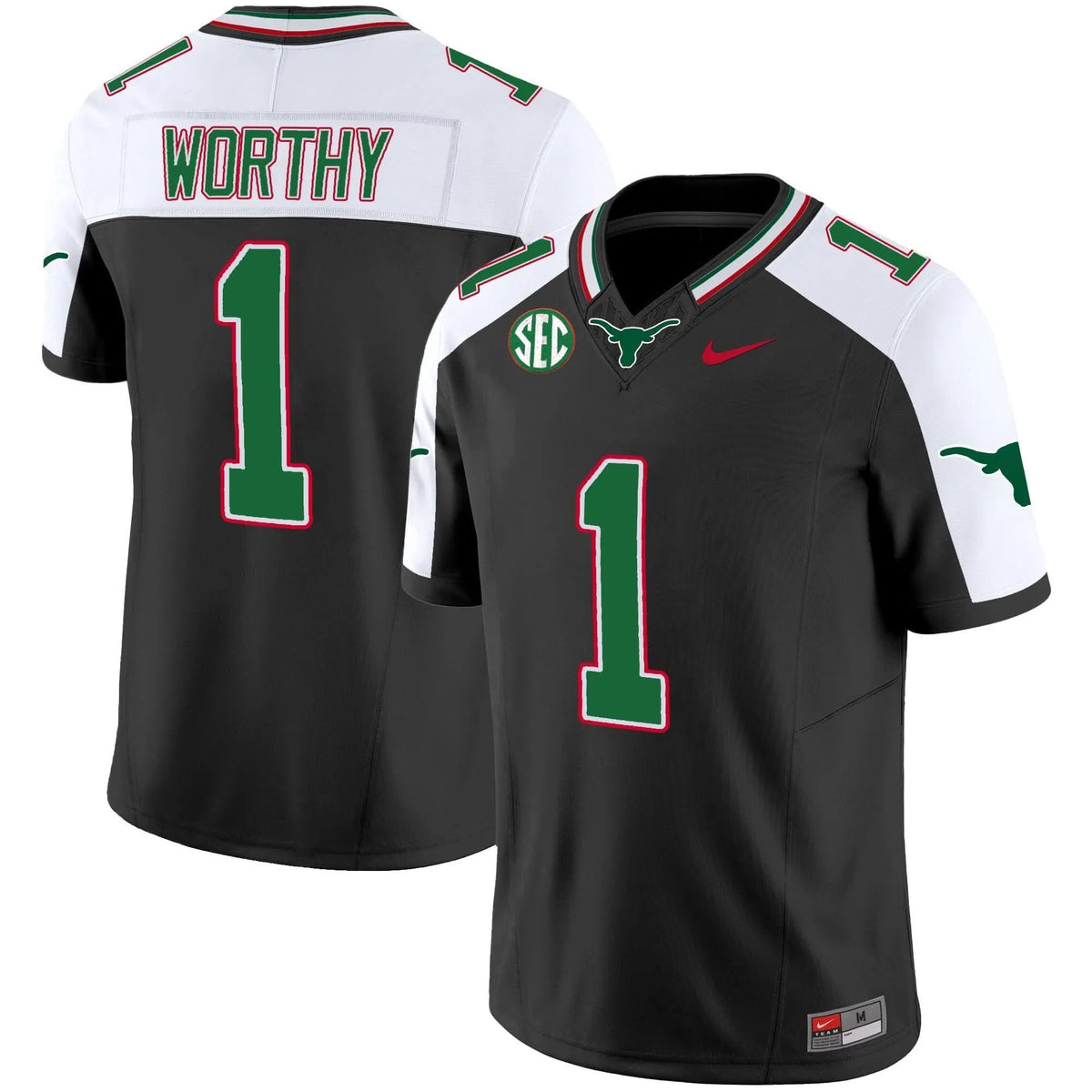 Personalized TL Mexico SEC Patch Vapor Jersey - Black Alternate / Xavier Worthy Stitched