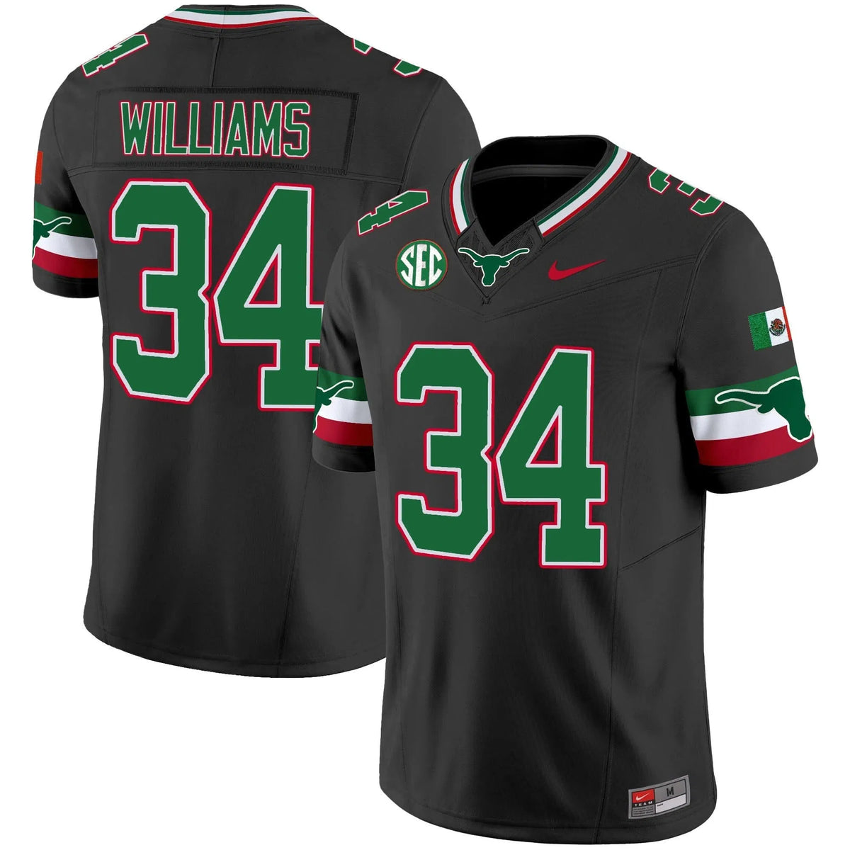 Personalized TL Mexico SEC Patch Vapor Jersey - Black / Ricky Williams Stitched