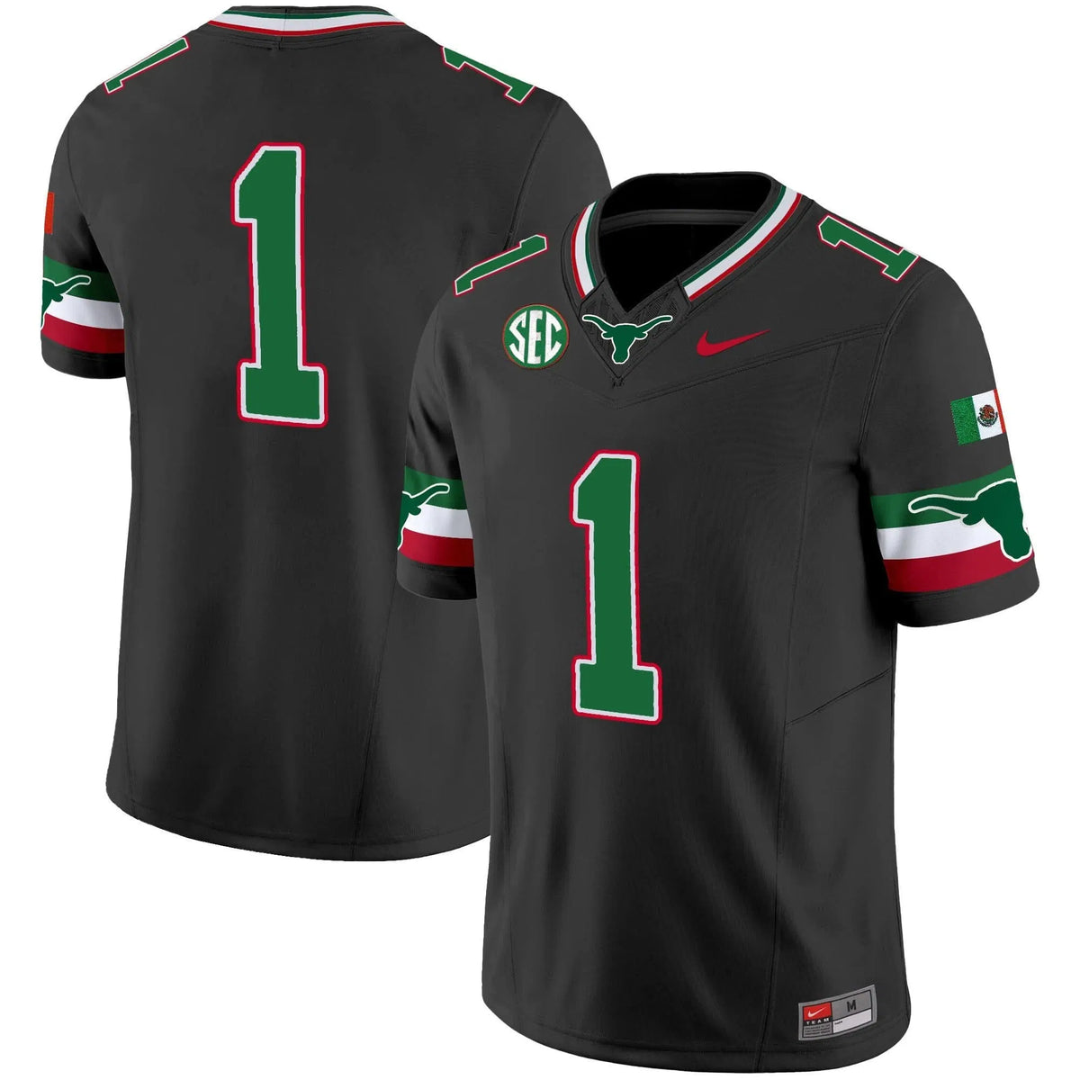 Personalized TL Mexico SEC Patch Vapor Jersey - Black / Team Stitched