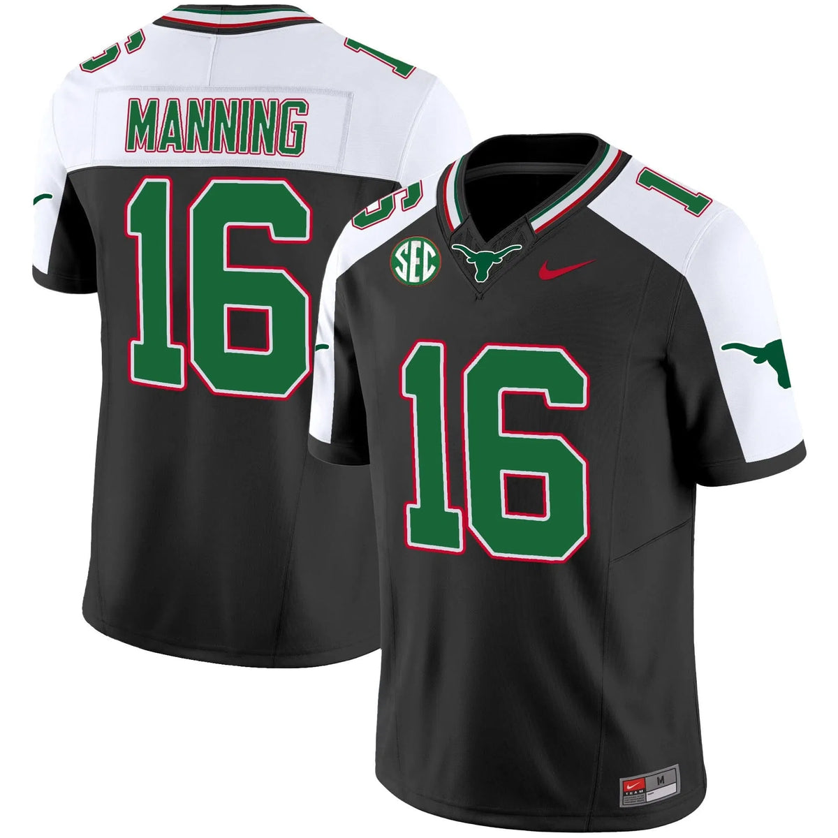 Personalized TL Mexico SEC Patch Vapor Jersey - Black Alternate / Arch Manning Stitched